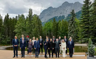 Kananaskis, 17/06/2025 - Presidente da República, Luiz Inácio Lula da Silva, durante foto oficial com líderes da Cúpula do G7. Foto: Ricardo Stuckert/PR