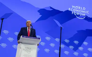 U.S. President Donald Trump speaks during the 56th annual World Economic Forum (WEF), in Davos, Switzerland, January 21, 2026. REUTERS/Jonathan Ernst