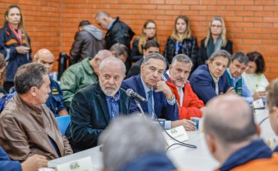 São Leopoldo (RS), 15.05.2024 - Presidente da República, Luiz Inácio Lula da Silva, reúne-se com o Governador do Rio Grande do Sul, Eduardo Leite, e anuncia novas medidas de assistência ao Rio Grande do Sul. Foto: Ricardo Stuckert/PR