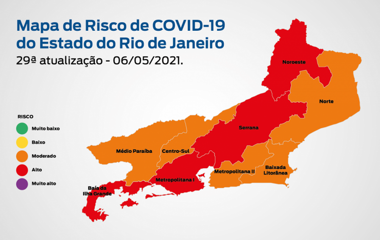 Mapa de Risco Covid-19: estado do Rio de Janeiro