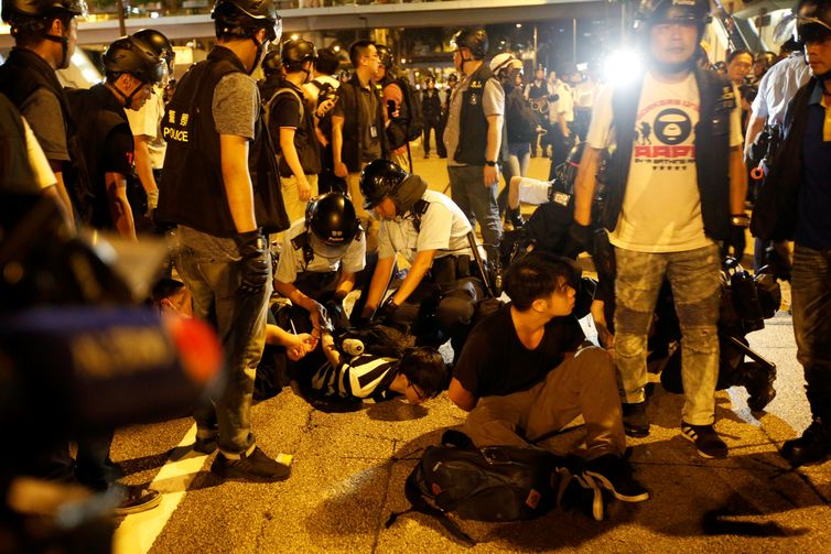 Protestos, Hong Kong.
 REUTERS/James Pomfret