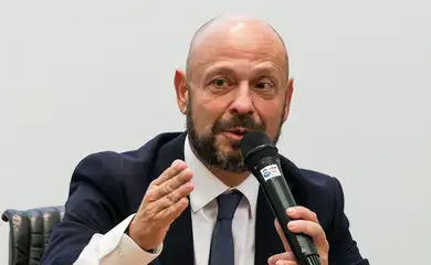 Brasília (DF), 22/05/2025.- Presidente do INSS, Gilberto Waller, durante entrevista coletiva para atualizar as ações do Governo Federal sobre os descontos de entidades associativas. 
Foto: Antonio Cruz/Agência Brasil