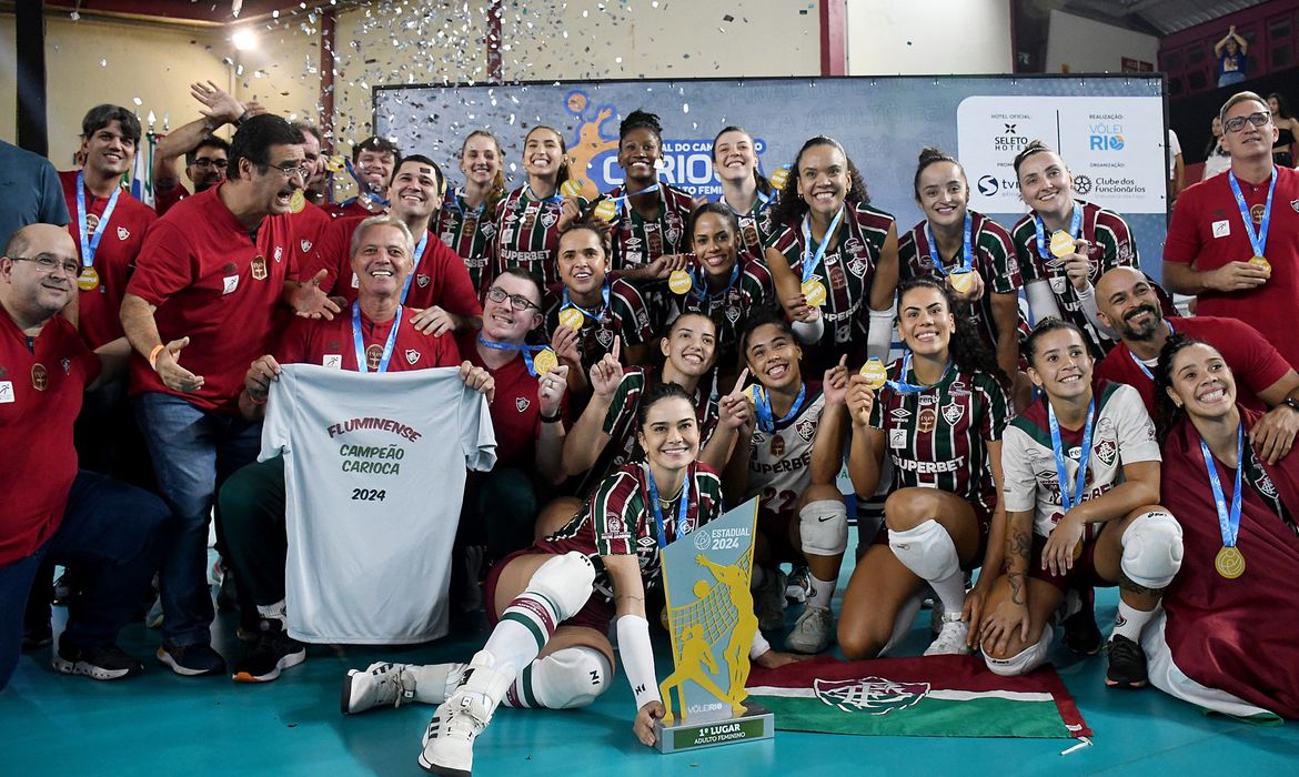 Rio de Janeiro (RJ), 14/10/2024 - O Fluminense é campeão do Campeonato Estadual Feminino de Vôlei, após vencer o Sesc Rj Flamengo. Foto: Mailson Santana/Fluminense FC