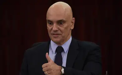 Brasília (DF), 04/10/2023 - O presidente do Tribunal Superior Eleitoral (TSE), Alexandre de Moraes, durante cerimônia de abertura do Ciclo de Transparência – Eleições 2024. Foto: Marcelo Camargo/Agência Brasil