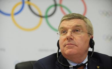 O presidente do Comitê Olímpico Internacional (COI), Thomas Bach, fala sobre a oitava visita oficial de inspeção para os Jogos Rio 2016 (Fernando Frazão/Agência Brasil)