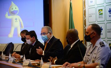 O ministro da Saúde, Marcelo Queiroga, durante anúncio do plano de vacinação de atletas e credenciados da Delegação Brasileira para os jogos de Tóquio.