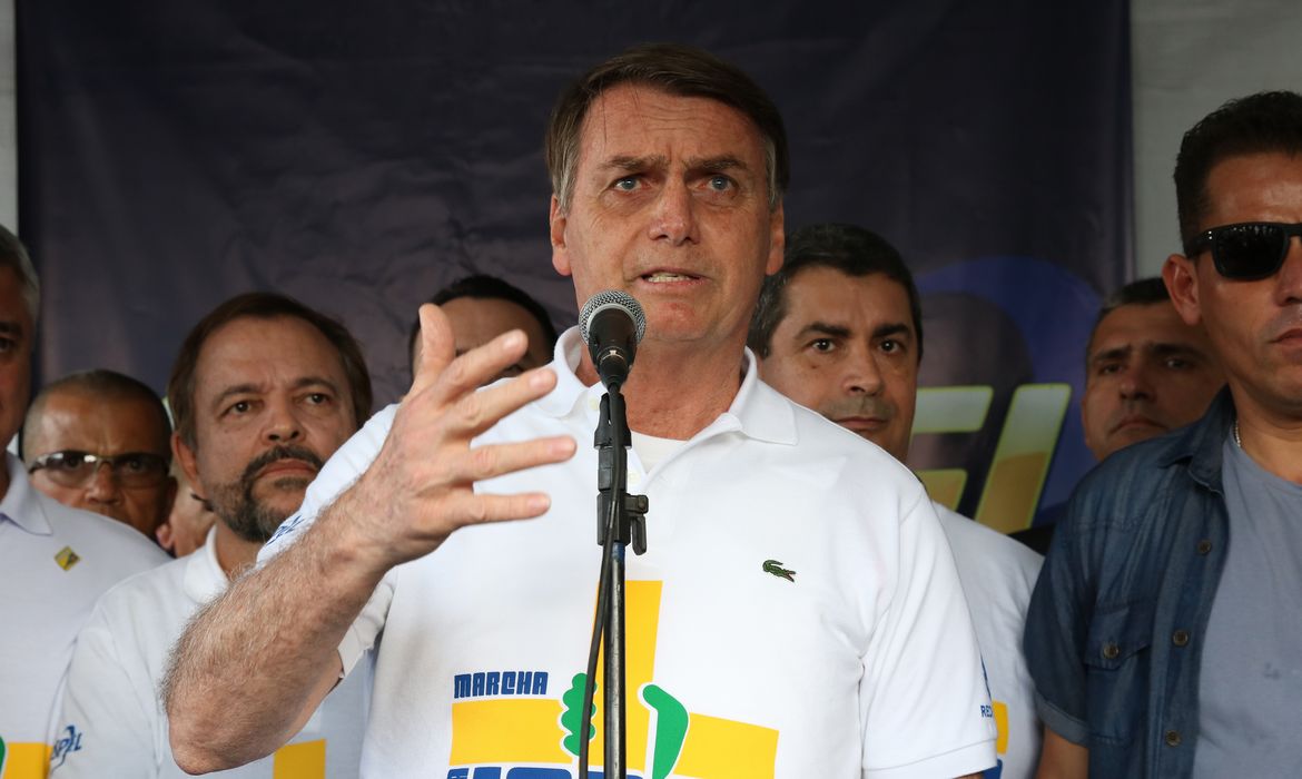 O presidente Jair Bolsonaro durante a 27ª edição da Marcha para Jesus, em São Paulo.