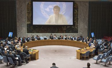 Ursula Mueller fala ao Conselho de Segurança da ONU, via videoconferência