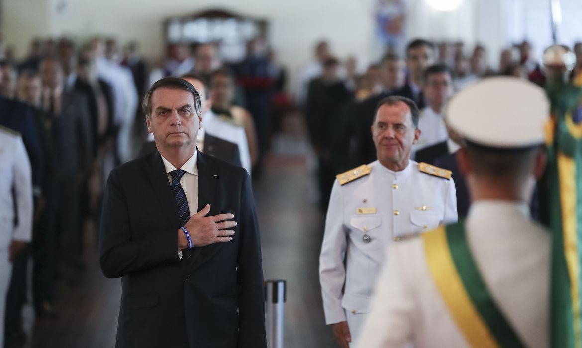 Presidente da República, Jair Bolsonaro durante Solenidade comemorativa do 211 Aniversário da Justiça Militar da União e entrega de Condecorações da Ordem do Mérito Judiciário Militar.