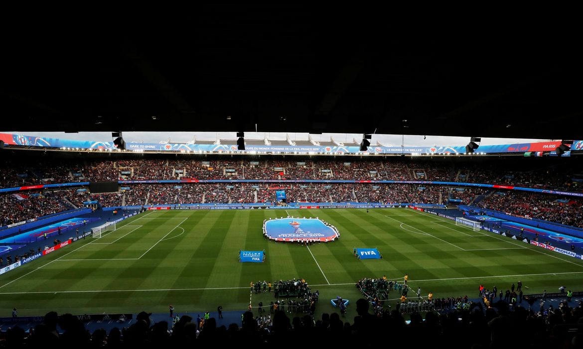 Jogo de abertura da Copa do Mundo de Futebol Feminino 2019, em Paris, no Parc des Princes. 