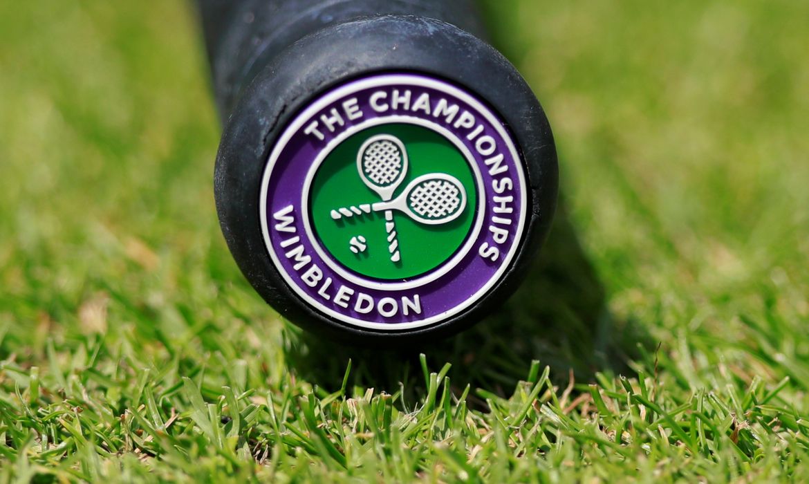 Logo de Wimbledon em cabo de raquete de tênis