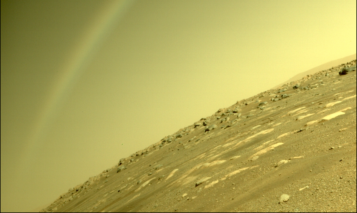Mars Perseverance Sol 43: Câmera traseira esquerda para prevenção de perigos.