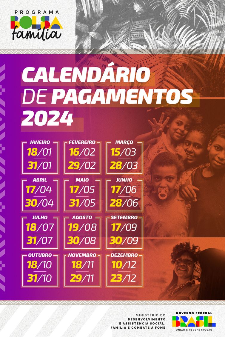 Brasilia (DF) 27/12/2023 Calendário de pagamento do Bolsa Família. Foto Reprodução MDS.