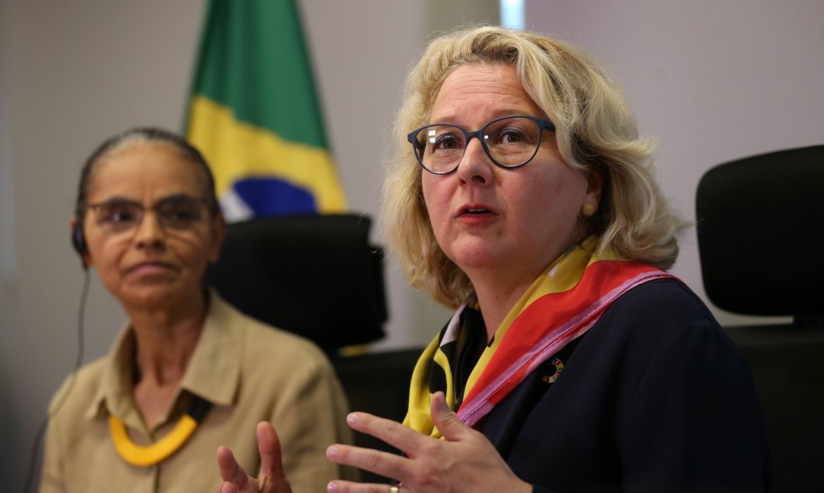 Entrevista coletiva da ministra do Meio Ambiente e Mudança do Clima, Marina Silva, e a ministra Federal da Cooperação Econômica e Desenvolvimento da Alemanha, Svenja Schulze.