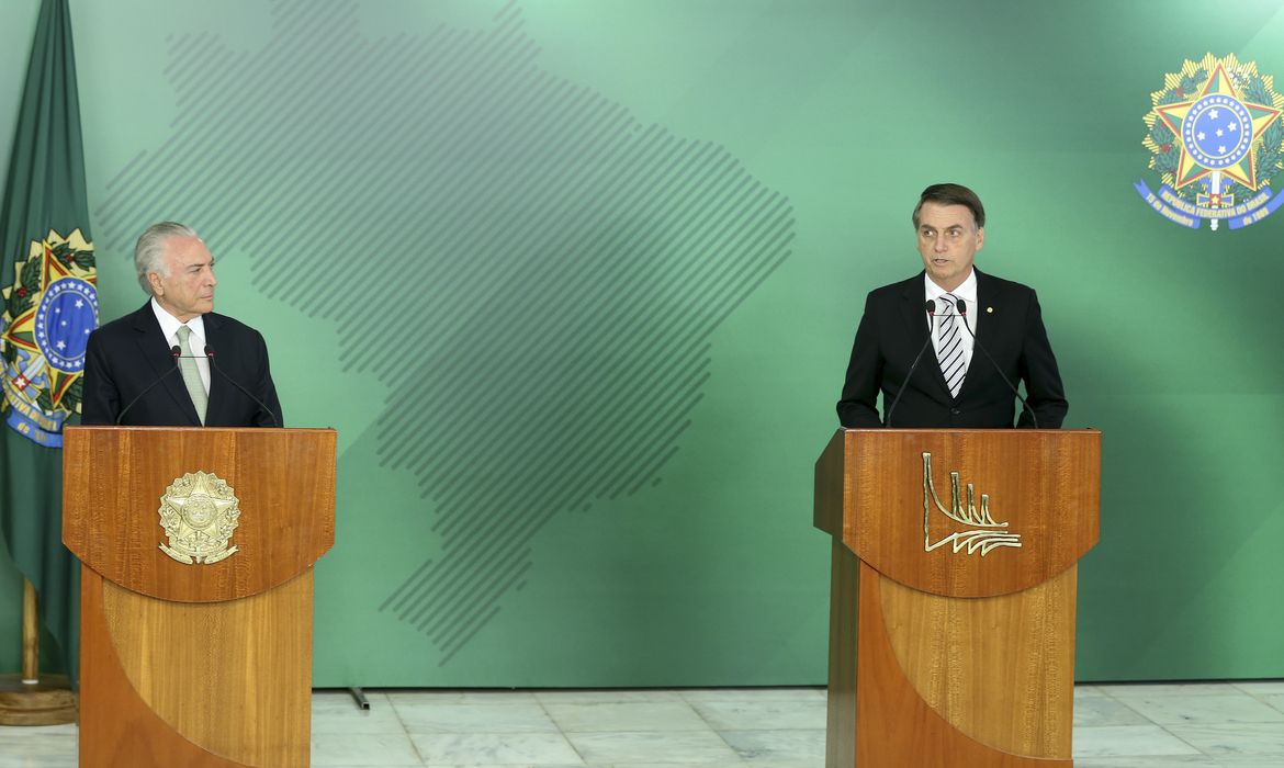 Pronunciamento do presidente Michel Temer e do presidente eleito Jair Bolsonaro, no Palácio do Planalto.