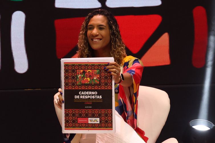 Antonio Cruz/Agência Brasil Brasília (DF), 19/09/2025 - Ministra da Igualdade Racial, Anielly Franco, participa da 5ª Conferência Nacional de Promoção da Igualdade Racial (5ª Conapir), no Centro de Convenções Ulysses Guimarães. Foto: Antonio Cruz/Agência Brasil