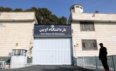 View of the entrance of Evin prison in Tehran