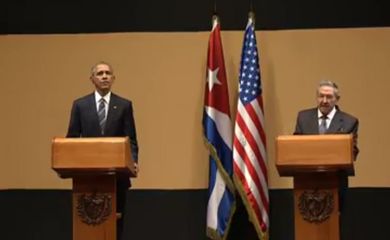 Conferência de imprensa com Obama e Raul Castro