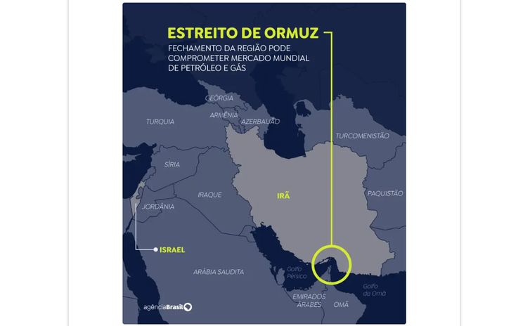 Mapa Estreito de Ormuz. Foto: Arte/EBC
