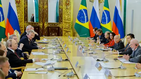 Rússia- 09/05/2025 Presidente da República, Luiz Inácio Lula da Silva, durante reunião com o Presidente da Federação da Rússia, Vladimir Putin. Grande Palácio do Kremlin, Rússia - Moscou.Foto: Ricardo Stuckert / PR