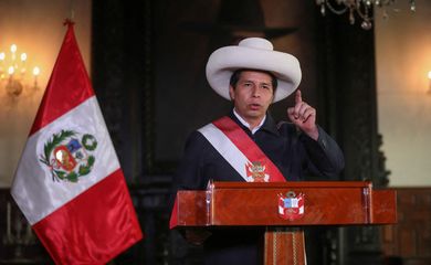 Presidente do Peru, Pedro Castillo, faz pronunciamento em Lima
