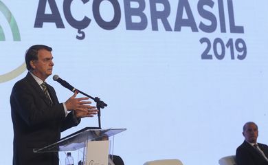 O presidente Jair Bolsonaro, participa  do Congresso Aço Brasil 2019.