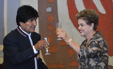 Brasília - O Presidente da Bolívia, Evo Morales e a Presidente Dilma Rousseff durante almoço no Itamaraty (Antonio Cruz/Agência Brasil)