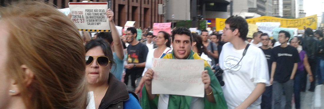 Manifestantes em São Paulo