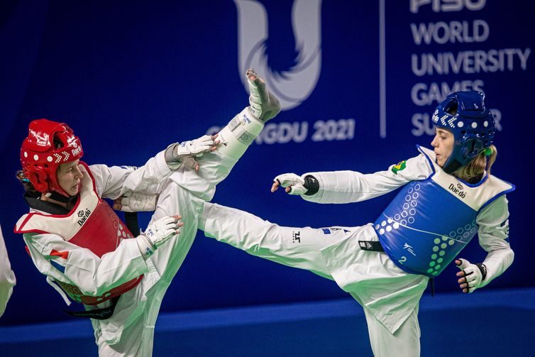 Julia Nazario venceu a primeira luta, parou nas quartas de final - Jogos Mundiais Universitários - taekwondo - em 31/07/2023.<p></p>
