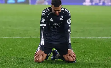 Mbappé em jogo do Real contra o Benfica
 28/1/2026    REUTERS/Pedro Nunes