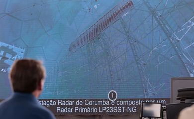 O presidente da República, Jair Bolsonaro, durante a inauguração da Estação Radar de Corumbá