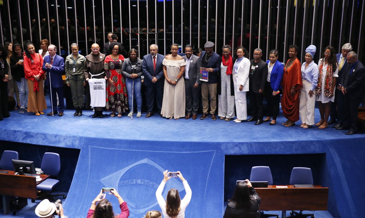 Brasília 20/03/2023 - Senado realiza sessão para celebrar o Dia Internacional da Luta pela Eliminação da Discriminação Racial.
Foto: José Cruz/Agência Brasil