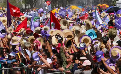 Brasília,DF 16/08/2023 Presidente Luiz Inácio Lula da Silva, acompanhado da primeira-dama, Janja Lula da Silva, e de vários ministros, participa do encerramento da Marcha das Margaridas na Esplanada dos Ministérios. Foto: Fabio Rodrigues-Pozzebom/ Agência Brasil