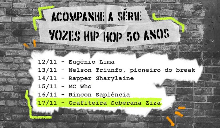 Arte Vozes do Hip Hop 50 anos - Entrevista Soberana Ziza. Arte: EBC