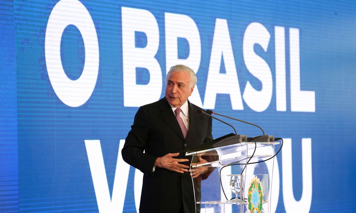 Presidente Michel Temer faz balanço dos dois anos de governo, durante o evento O Brasil Voltou, no Palácio do Planalto.