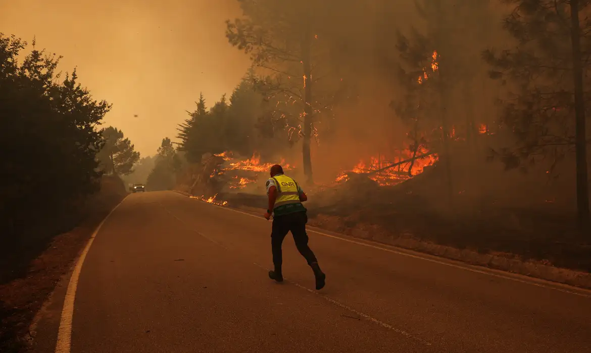 Policial corre em rua cercada por incêndio florestal em São Pedro do Sul, em Portugal
18/09/2024
Reuters/Pedro Nunes/Proibida reprodução