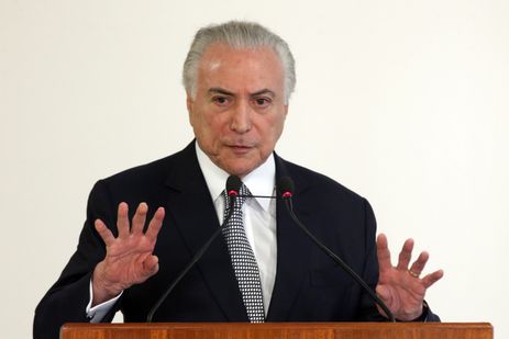 O presidente Michel Teme discursa durante cerimônia de liberação de recursos para Teresina, Piauí, no Palácio do Planalto.