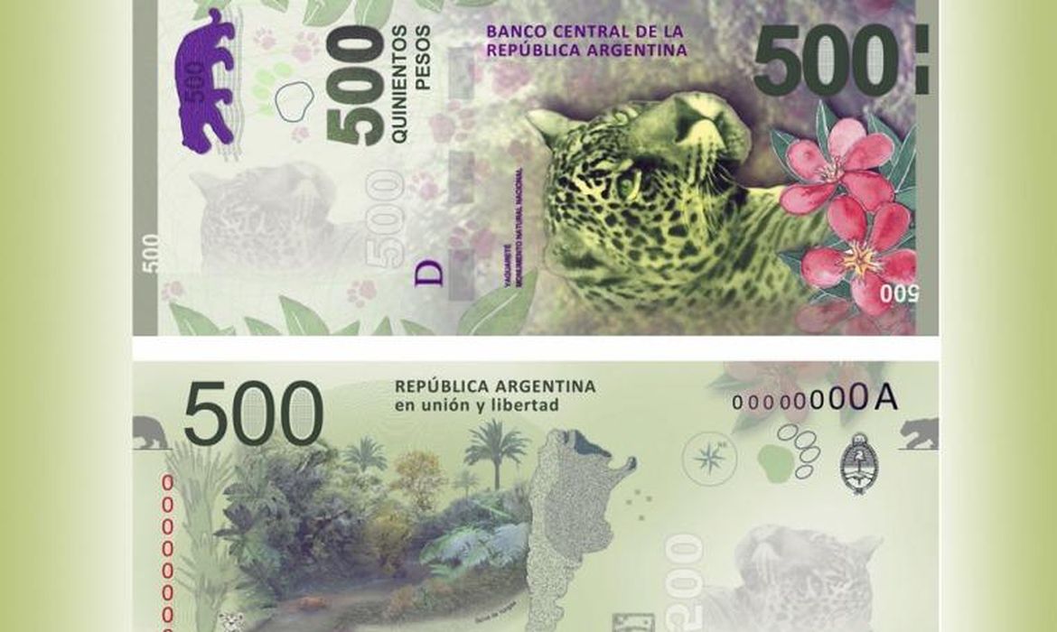 Banco Central da Argentina começa a distribuir nota de 500 pesos