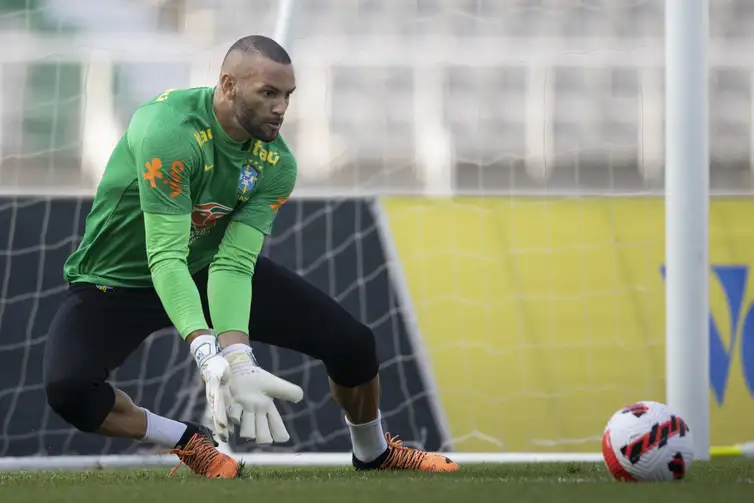 Lucas Figueiredo/CBF Treino da Seleção Brasileira em Seul - 29/05/2022 - Ederson goleiro