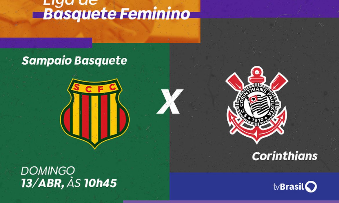 Brasília (DF), 10/04/2025 - Arte Liga de Basquete Feminino: TV Brasil exibe Sampaio Basquete X Corinthians. Arte/Agência Brasil