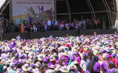 Brasília,DF 16/08/2023 Presidente Luiz Inácio Lula da Silva, acompanhado da primeira-dama, Janja Lula da Silva, e de vários ministros, participa do encerramento da Marcha das Margaridas na Esplanada dos Ministérios. Foto: Fabio Rodrigues-Pozzebom/ Agência Brasil