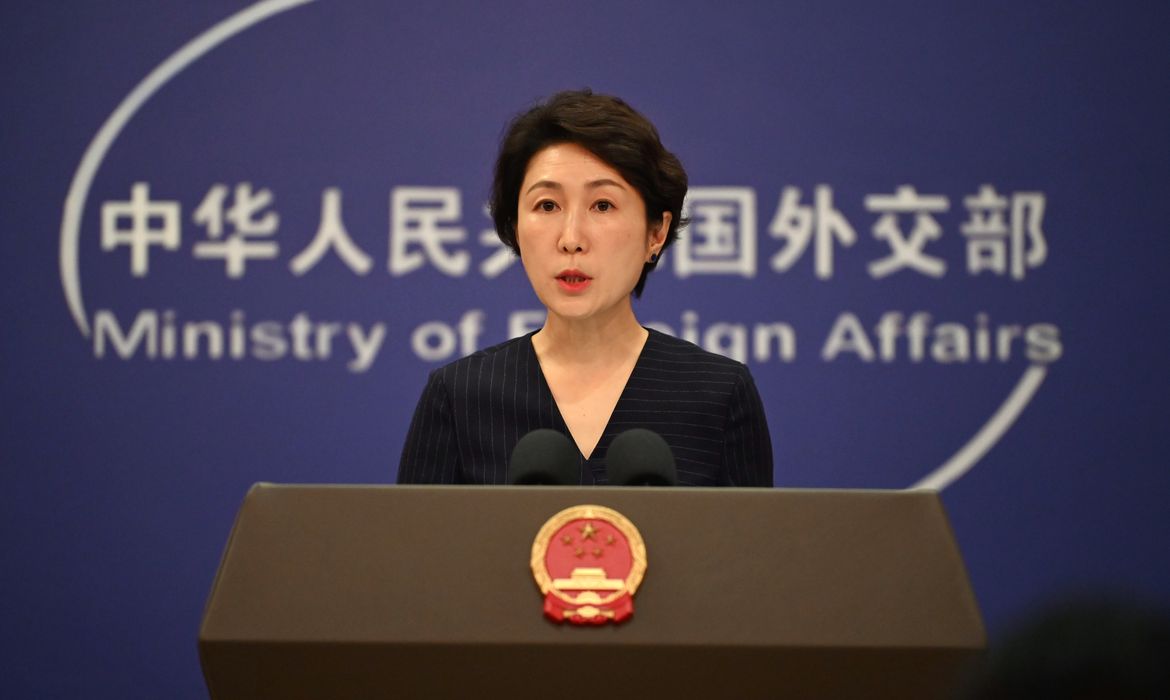 Mao Ning, spokesperson for the Chinese Foreign Ministry, speaks to journalists.