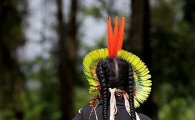 São Joaquim de Bicas (MG), 24/01/2024 - Cacique Célia Ãgohó, líder da Aldeia Kurãma, comuniudade indígena Pataxó hã-hã-hãe, na zona rural de Brumadinho. Foto: Tânia Rêgo/Agência Brasil