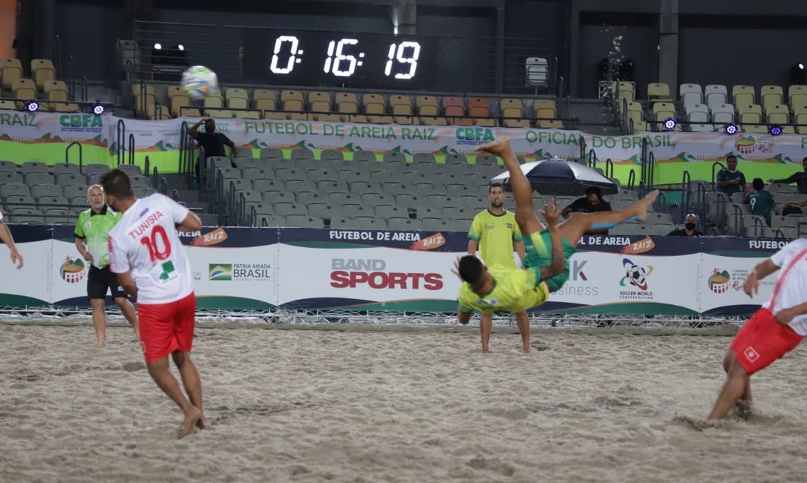 brasil, tunisia, mundial de futebol de areia raiz
