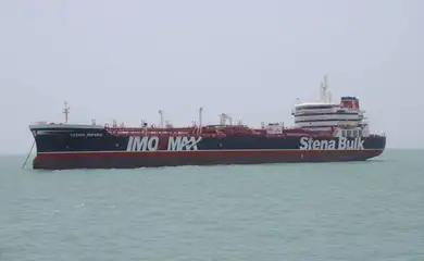 Stena Impero, embarcação de bandeira britânica de propriedade da Stena Bulk, é visto no porto de Bandar Abbas, no estreito de Ormuz.