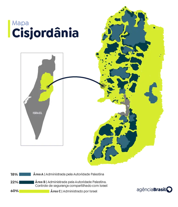 mapa Cisjordânia 