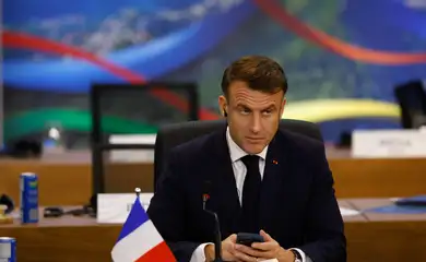Rio de Janeiro(RJ), 18/11/2024 - O presidente da França, Emmanuel Macron participa da plenária sobre reforma das instituições no G20.  Foto: Tânia Rêgo/Agência Brasil