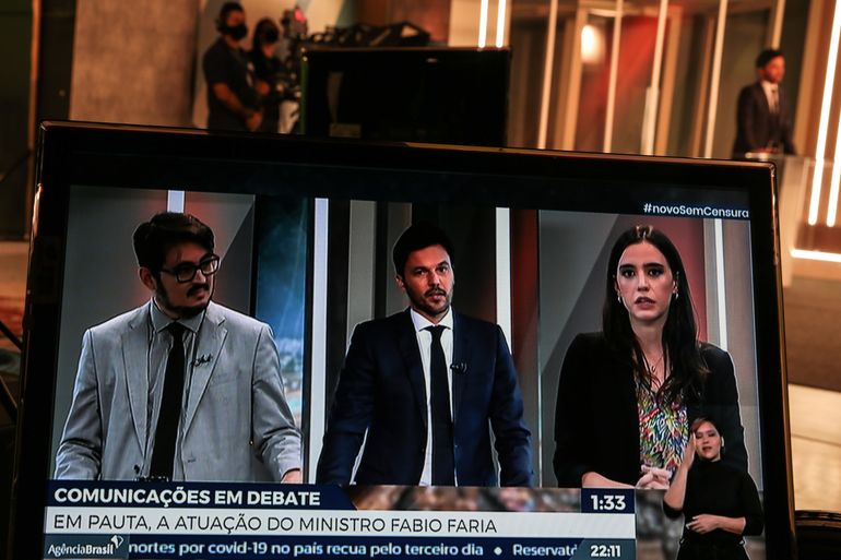 O ministro das Comunicações, Fábio Faria, participa do programa Sem Censura na TV Brasil