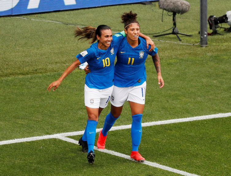 Atacantes da Seleção Brasileira, Marta e Cristiane, na Copa do Mundo de Futebol Feminino - França 2019. 