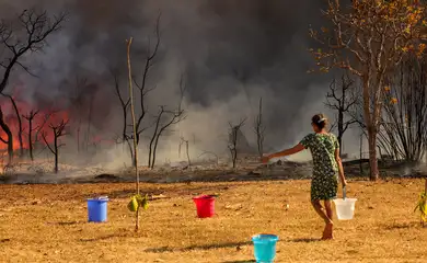 Brasília (DF), 15/09/2024 - Um Incêndio atingiu o Parque Nacional de Brasília. Bombeiros e populares tentavam conter as chamas Foto: Fabio Rodrigues-Pozzebom/Agência Brasil